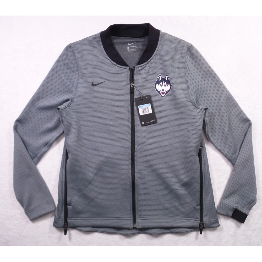 Nike Gray Full-Zip Bomber Jacket with Huskies Logo